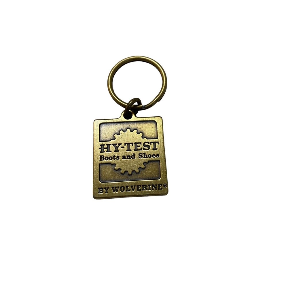 Wolverine Hy-Test Metal Key Chain Brass Tone Vintage Advertising Promo